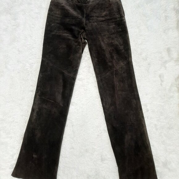 Danier Womens Brown Suede Leather Bootcut Pants Size 4 - Picture 3 of 11